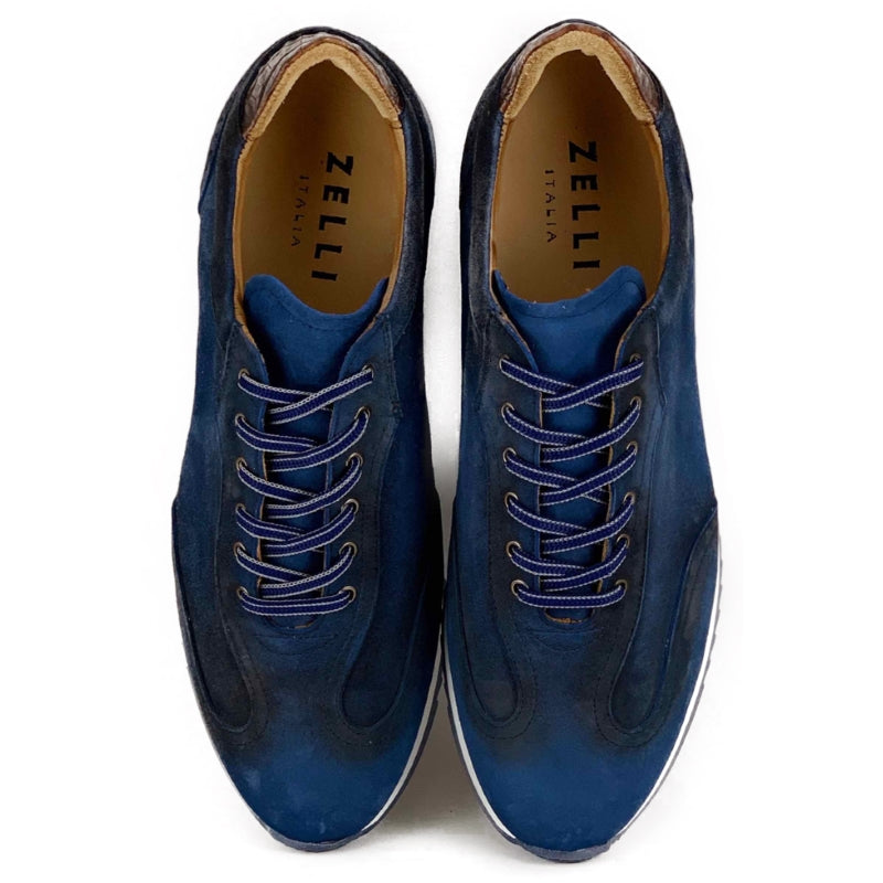 Zelli Costa Suede & Crocodile Sneakers Navy (66-200-NVY)