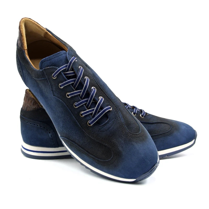 Zelli Costa Suede & Crocodile Sneakers Navy (66-200-NVY)