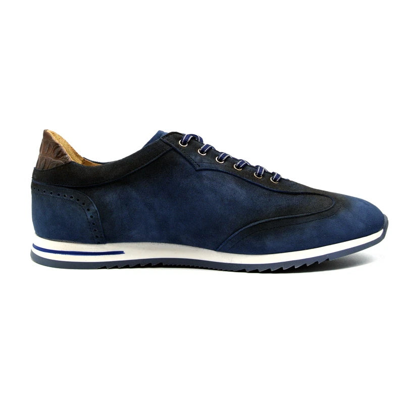 Zelli Costa Suede & Crocodile Sneakers Navy (66-200-NVY)