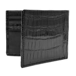 Zelli Caiman Crocodile Bi-Fold Wallet Black