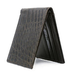 Zelli Caiman Crocodile Bi-Fold Wallet Nicotine