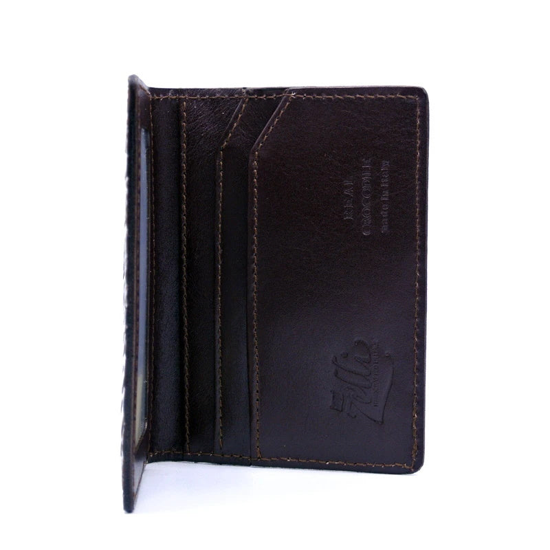 Zelli Crocodile Card Case Nicotine