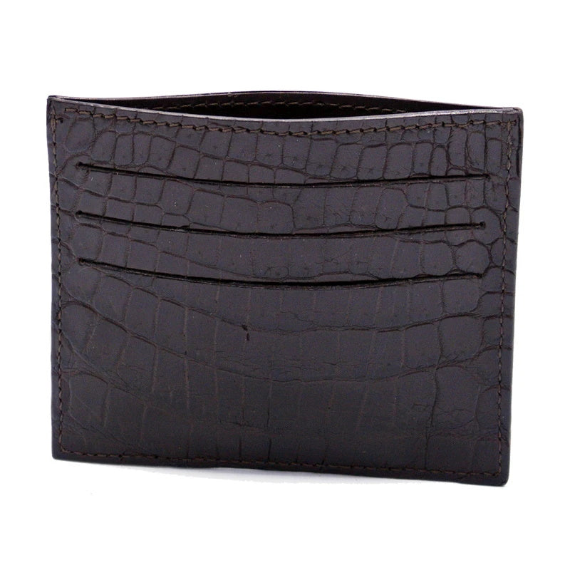 Zelli Crocodile Card Holder Brown Matte