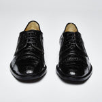 Zelli Da Vinci Cap Toe Crocodile Lace-Up Black