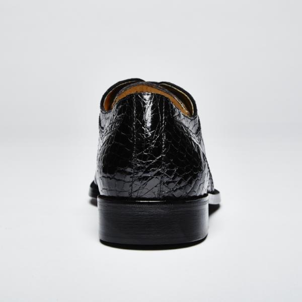 Zelli Da Vinci Cap Toe Crocodile Lace-Up Black