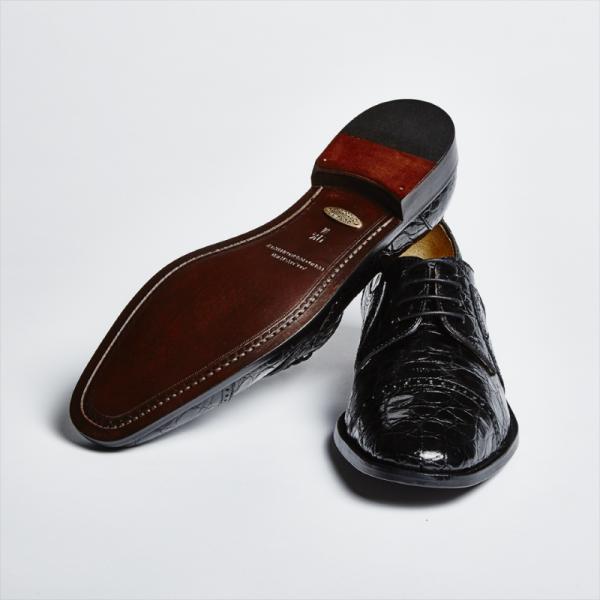 Zelli Da Vinci Cap Toe Crocodile Lace-Up Black