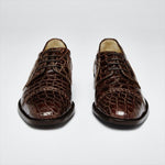 Zelli Da Vinci Cap Toe Crocodile Lace-Up Brown