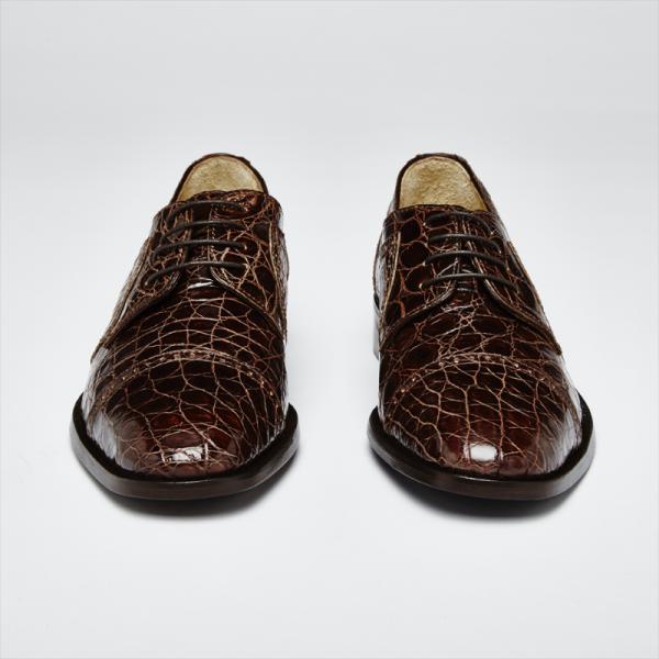 Zelli Da Vinci Cap Toe Crocodile Lace-Up Brown