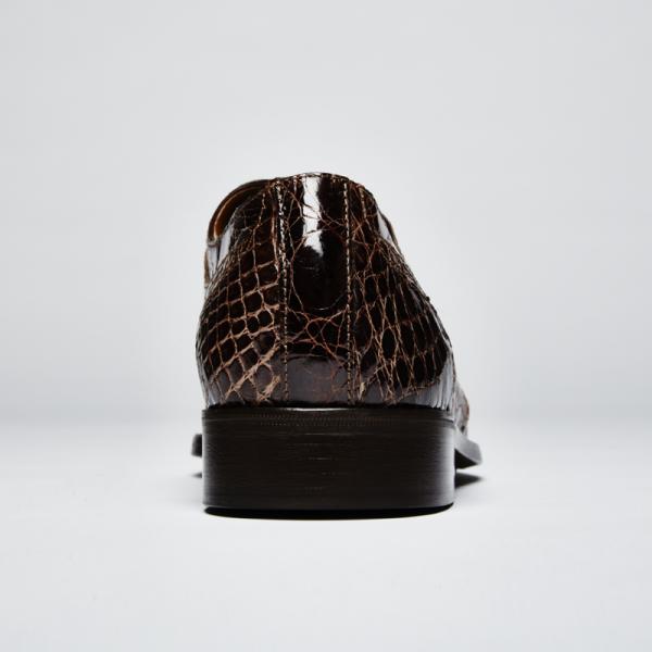 Zelli Da Vinci Cap Toe Crocodile Lace-Up Brown