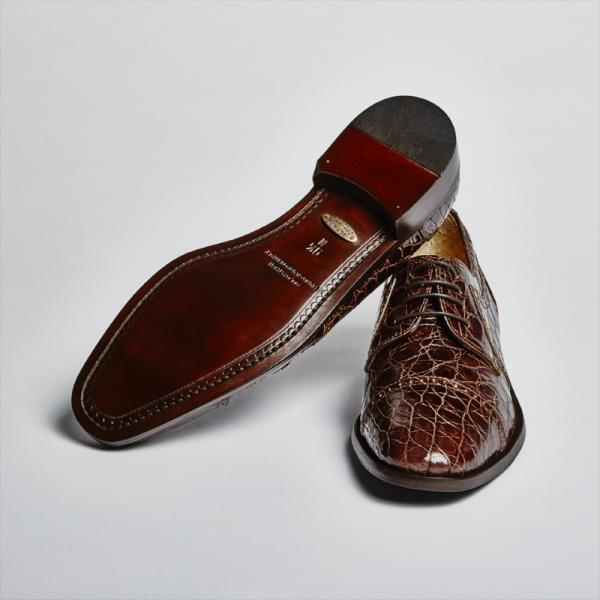 Zelli Da Vinci Cap Toe Crocodile Lace-Up Brown