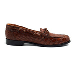 Zelli Doral Crocodile Twist Tie Loafers Cognac