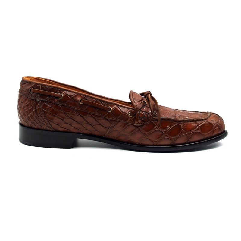 Zelli Doral Crocodile Twist Tie Loafers Cognac