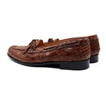 Zelli Doral Crocodile Twist Tie Loafers Cognac