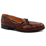 Zelli Doral Crocodile Twist Tie Loafers Cognac