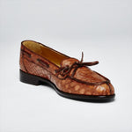 Zelli Doral Crocodile Twist Tie Loafers Antique Copper