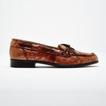 Zelli Doral Crocodile Twist Tie Loafers Antique Copper