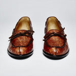 Zelli Doral Crocodile Twist Tie Loafers Antique Copper