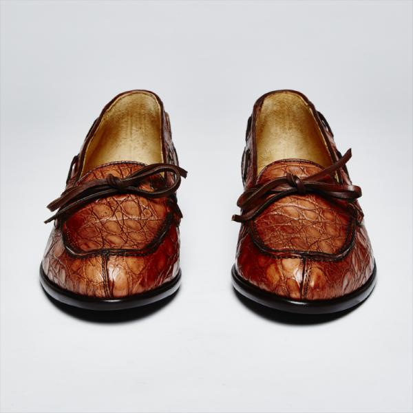 Zelli Doral Crocodile Twist Tie Loafers Antique Copper