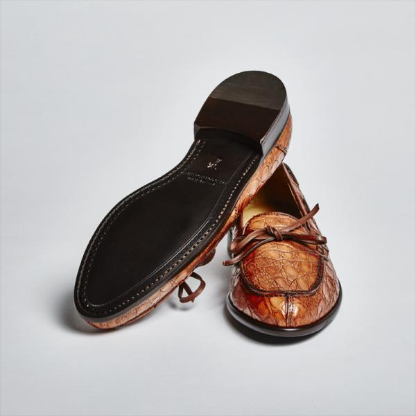 Zelli Doral Crocodile Twist Tie Loafers Antique Copper