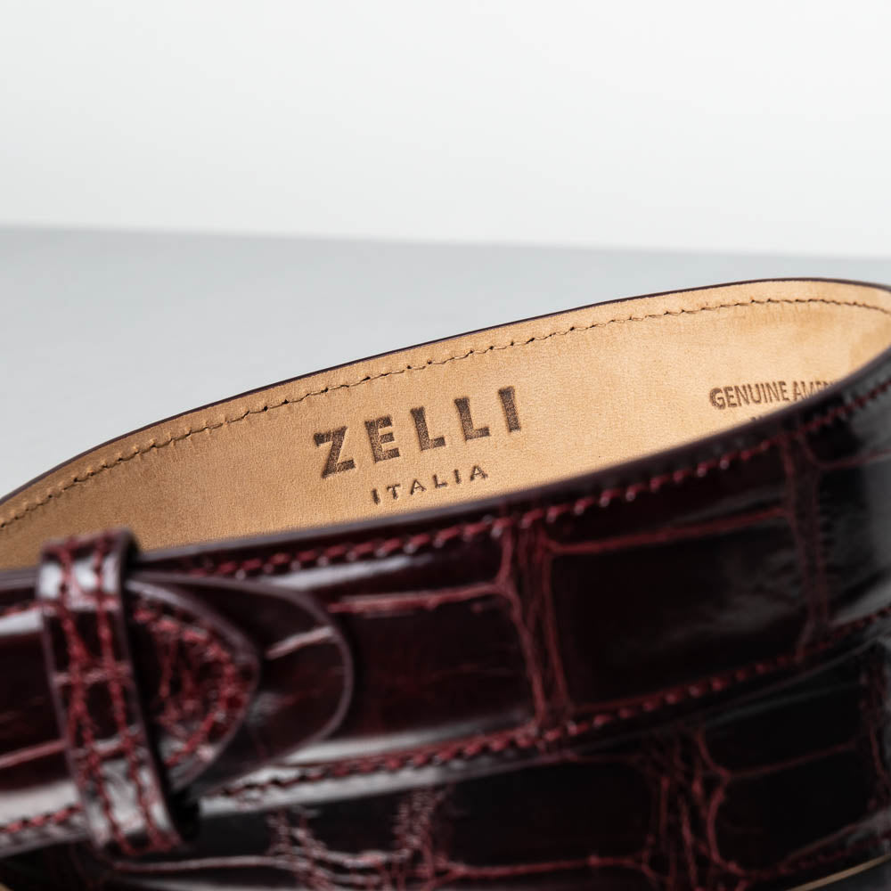 Zelli Alligator Belt Bordeaux (70-100-BDX)