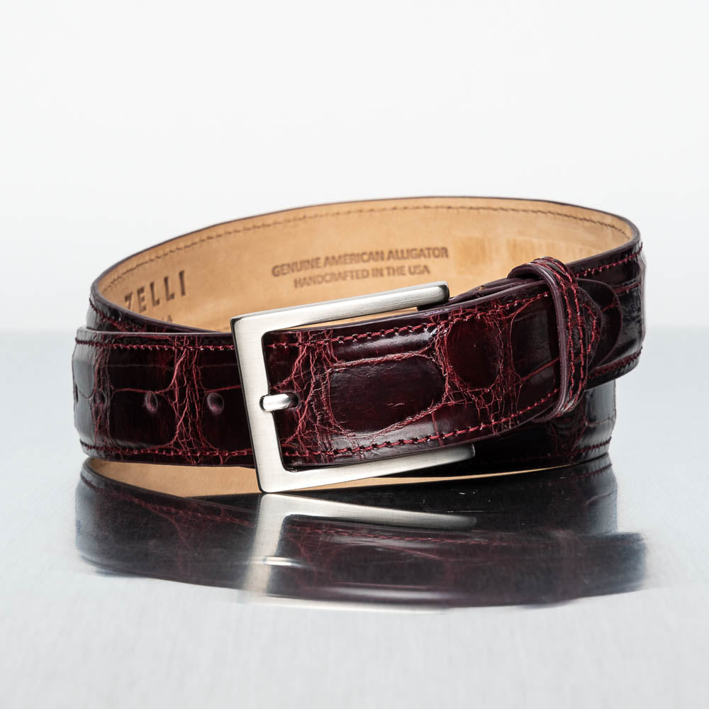 Zelli Alligator Belt Bordeaux (70-100-BDX)