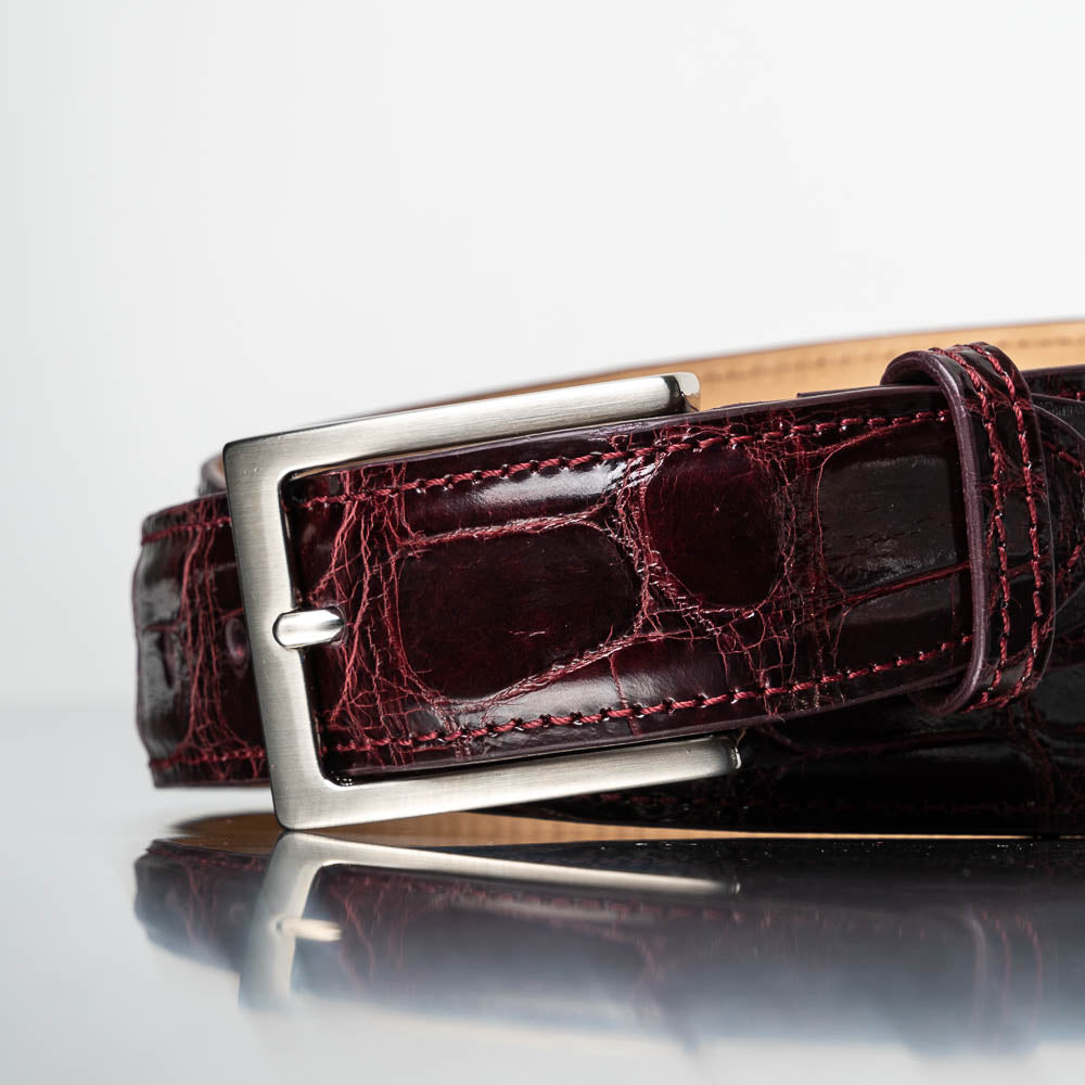 Zelli Alligator Belt Bordeaux (70-100-BDX)
