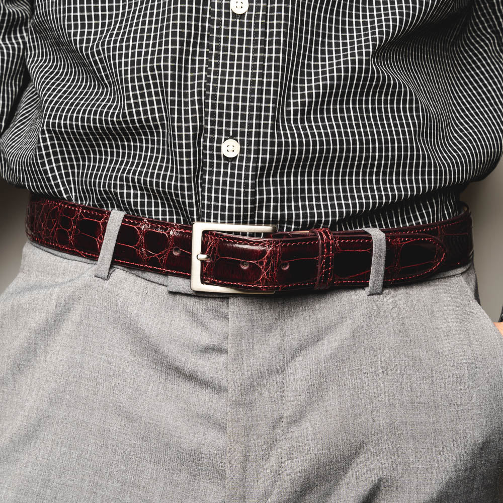 Zelli Alligator Belt Bordeaux (70-100-BDX)