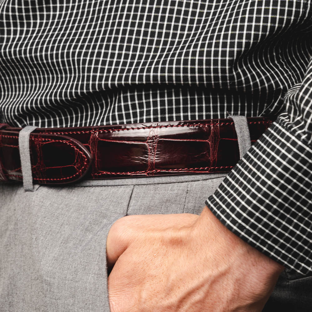 Zelli Alligator Belt Bordeaux (70-100-BDX)