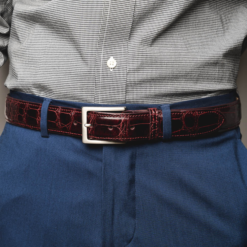 Zelli Alligator Belt Bordeaux (70-100-BDX)