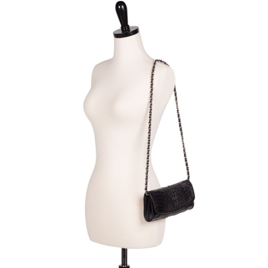 Zelli Florence Genuine Crocodile Clutch Black