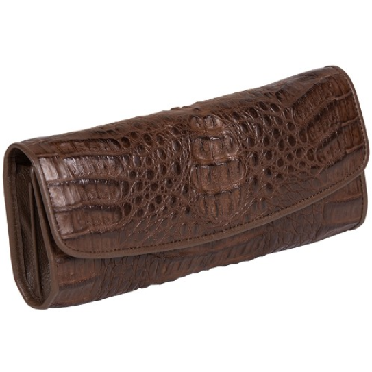 Zelli Florence Genuine Crocodile Clutch Brown