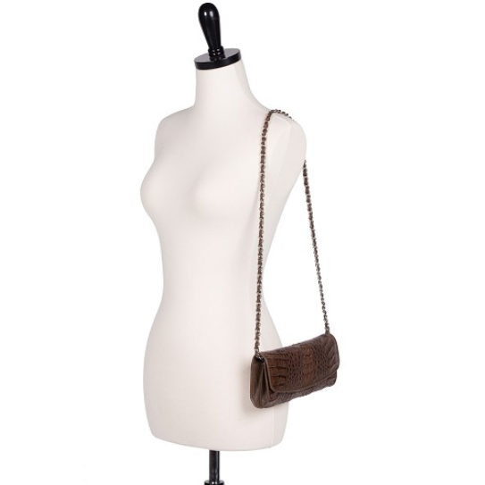 Zelli Florence Genuine Crocodile Clutch Brown