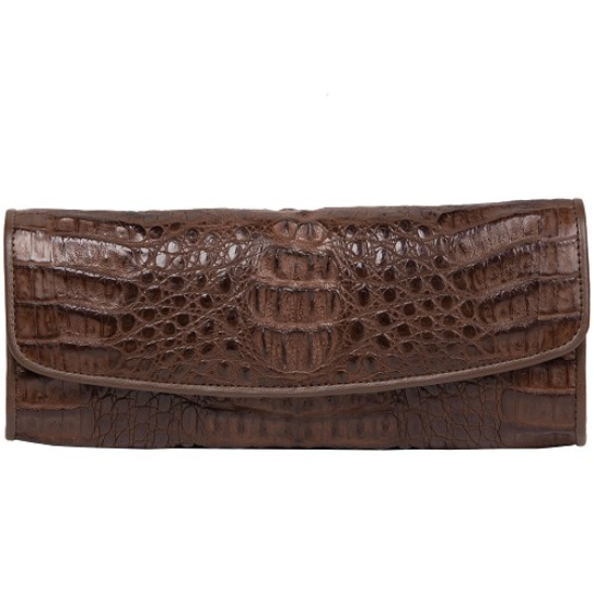 Zelli Florence Genuine Crocodile Clutch Brown