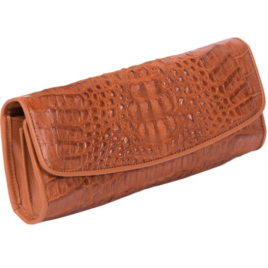 Zelli Florence Genuine Crocodile Clutch Cognac