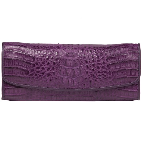 Zelli Florence Genuine Crocodile Clutch Purple