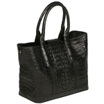 Zelli Francesca Genuine Crocodile Flapover Tote Bag Black