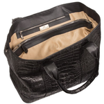 Zelli Francesca Genuine Crocodile Flapover Tote Bag Black