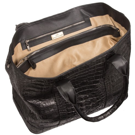 Zelli Francesca Genuine Crocodile Flapover Tote Bag Black