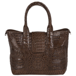Zelli Francesca Genuine Crocodile Flapover Tote Bag Brown