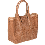 Zelli Francesca Genuine Crocodile Flapover Tote Bag Natural