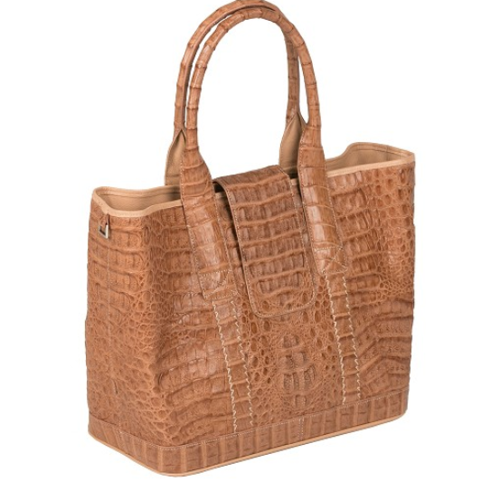 Zelli Francesca Genuine Crocodile Flapover Tote Bag Natural