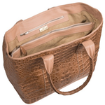 Zelli Francesca Genuine Crocodile Flapover Tote Bag Natural