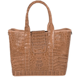 Zelli Francesca Genuine Crocodile Flapover Tote Bag Natural