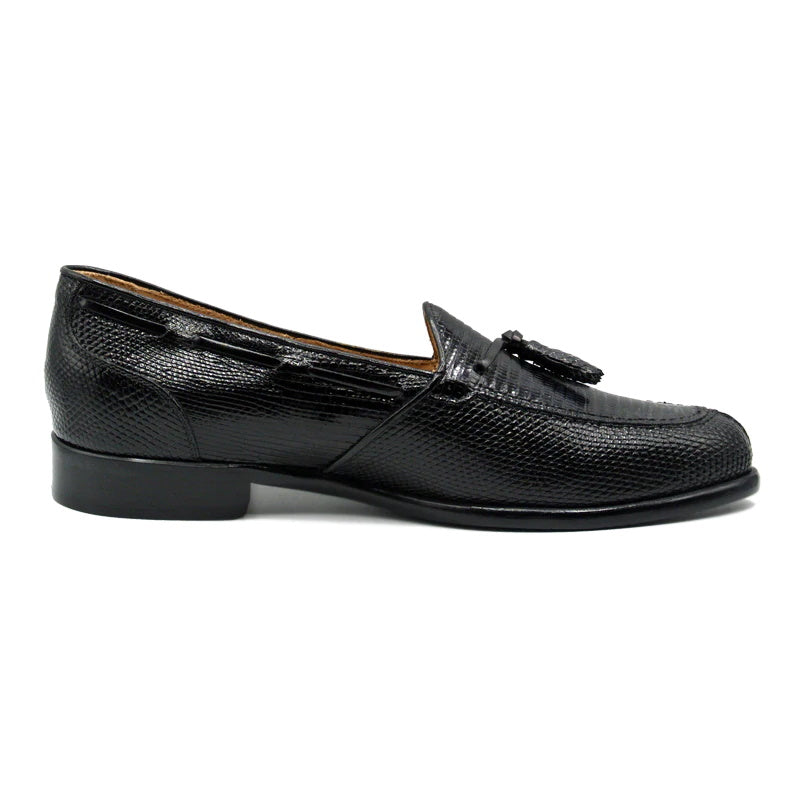 Zelli Franco Lizard Tassel Loafers Black (14-580-BLK)