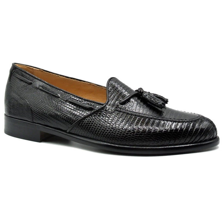 Zelli Franco Lizard Tassel Loafers Black