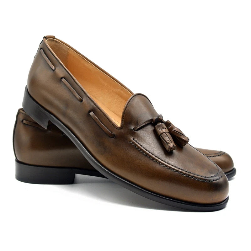 Zelli Franco Calfskin Tassel Loafers Caramel (15-584-CRM)
