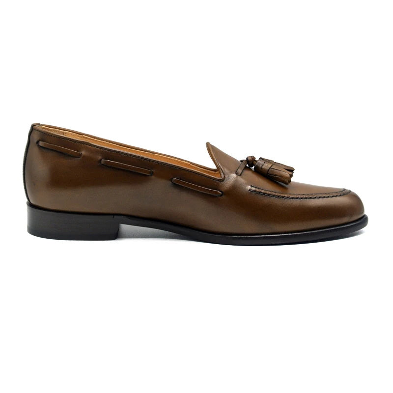 Zelli Franco Calfskin Tassel Loafers Caramel (15-584-CRM)