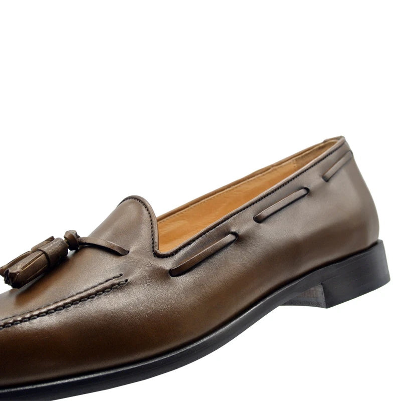 Zelli Franco Calfskin Tassel Loafers Caramel (15-584-CRM)