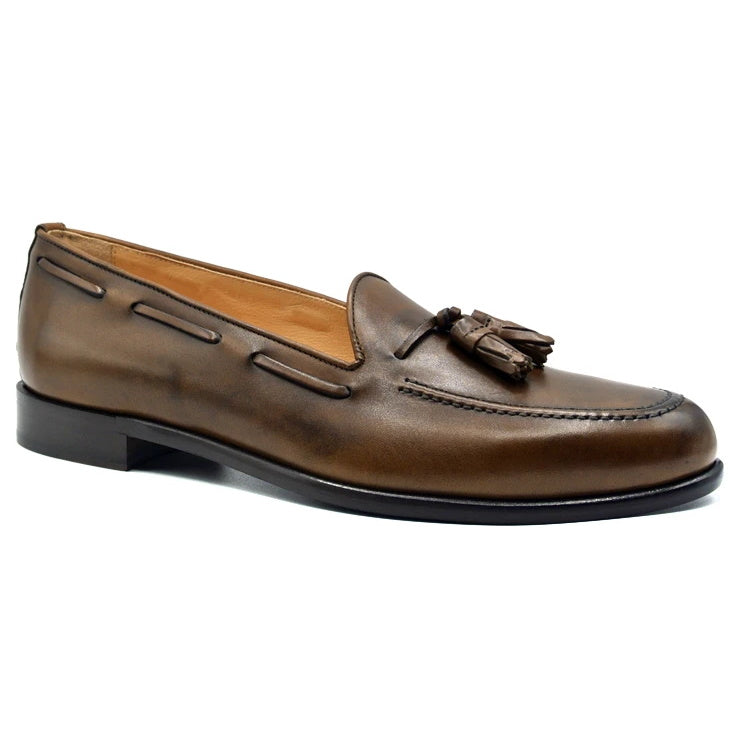 Zelli Franco Calfskin Tassel Loafers Caramel