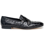 Zelli Gatto Ostrich Double Monk Strap Shoes Black